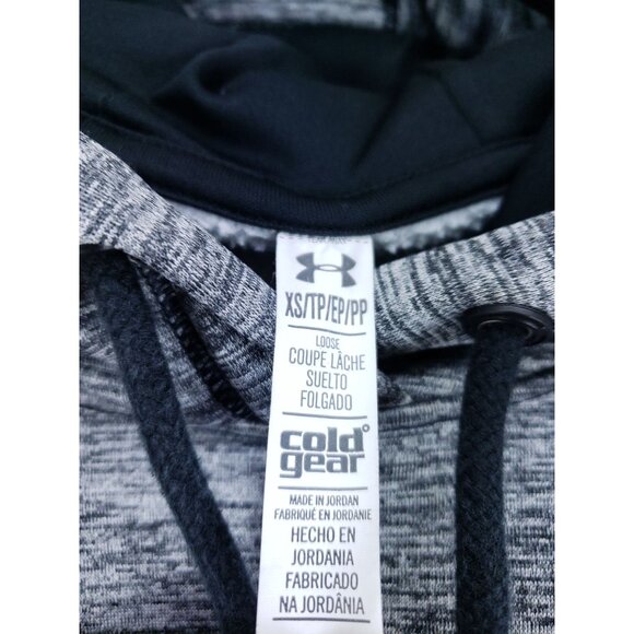 Under Armour ColdGear XS Womens Loose Fit Hooded Sweatshirt Gray & Pink - Picture 4 of 6
